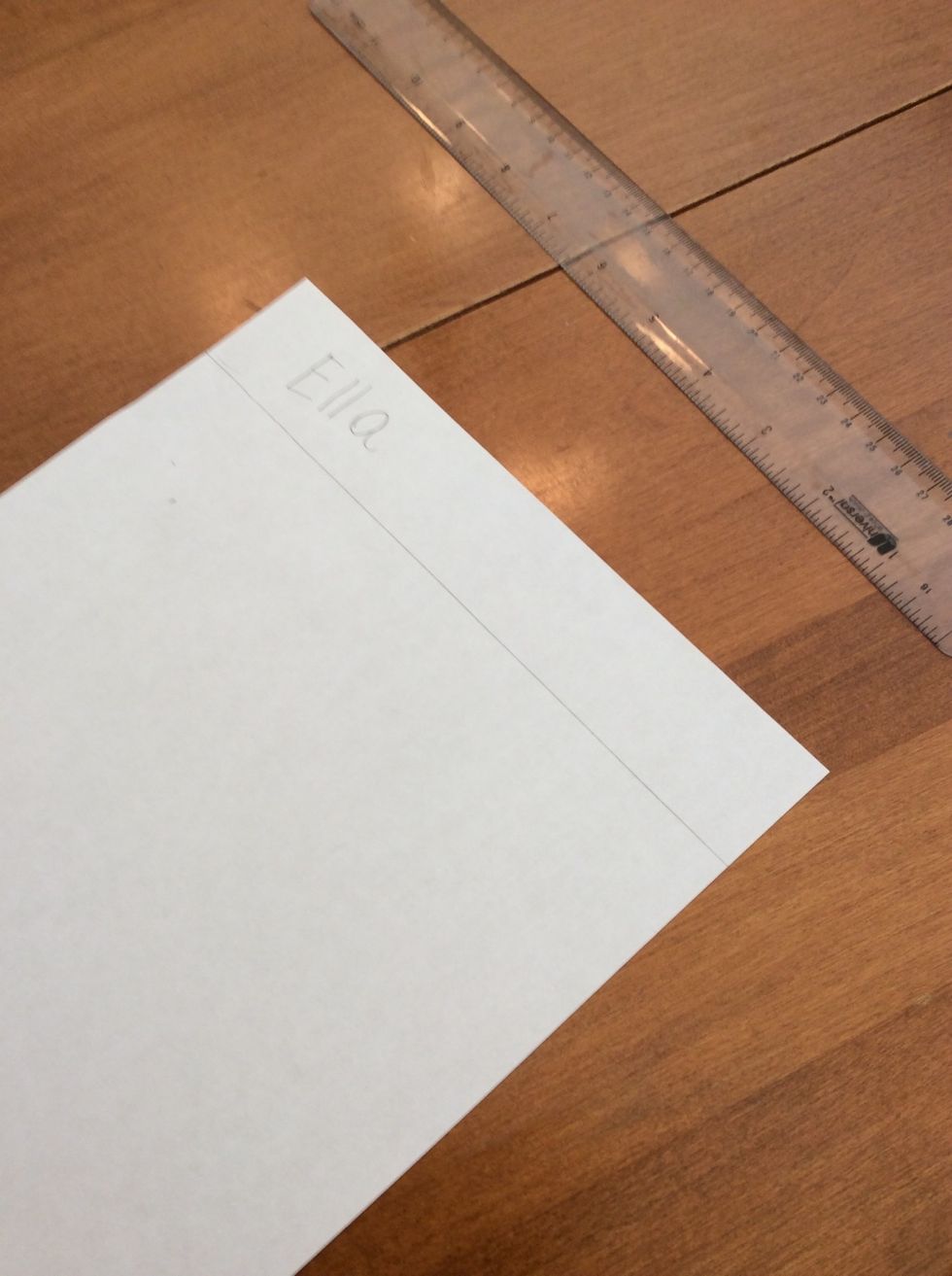 I write my name above the line.