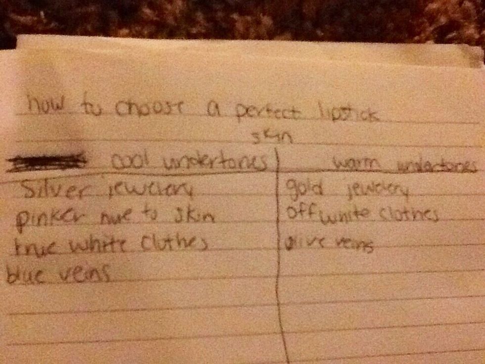 I wrote this a while ago....if you can't see it, it says blue veins on the bottom of cool undertones