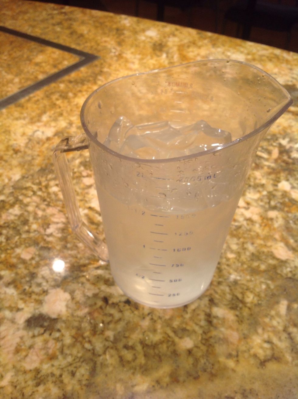 Ice water to check temp.