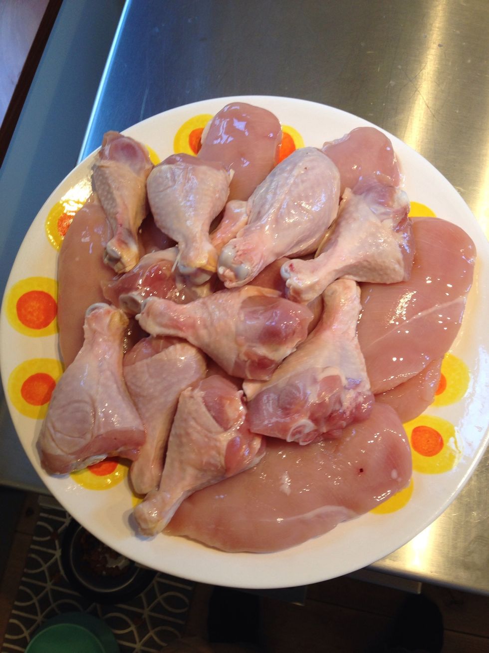 Ideally use a whole chicken, but clearly pieces will do too