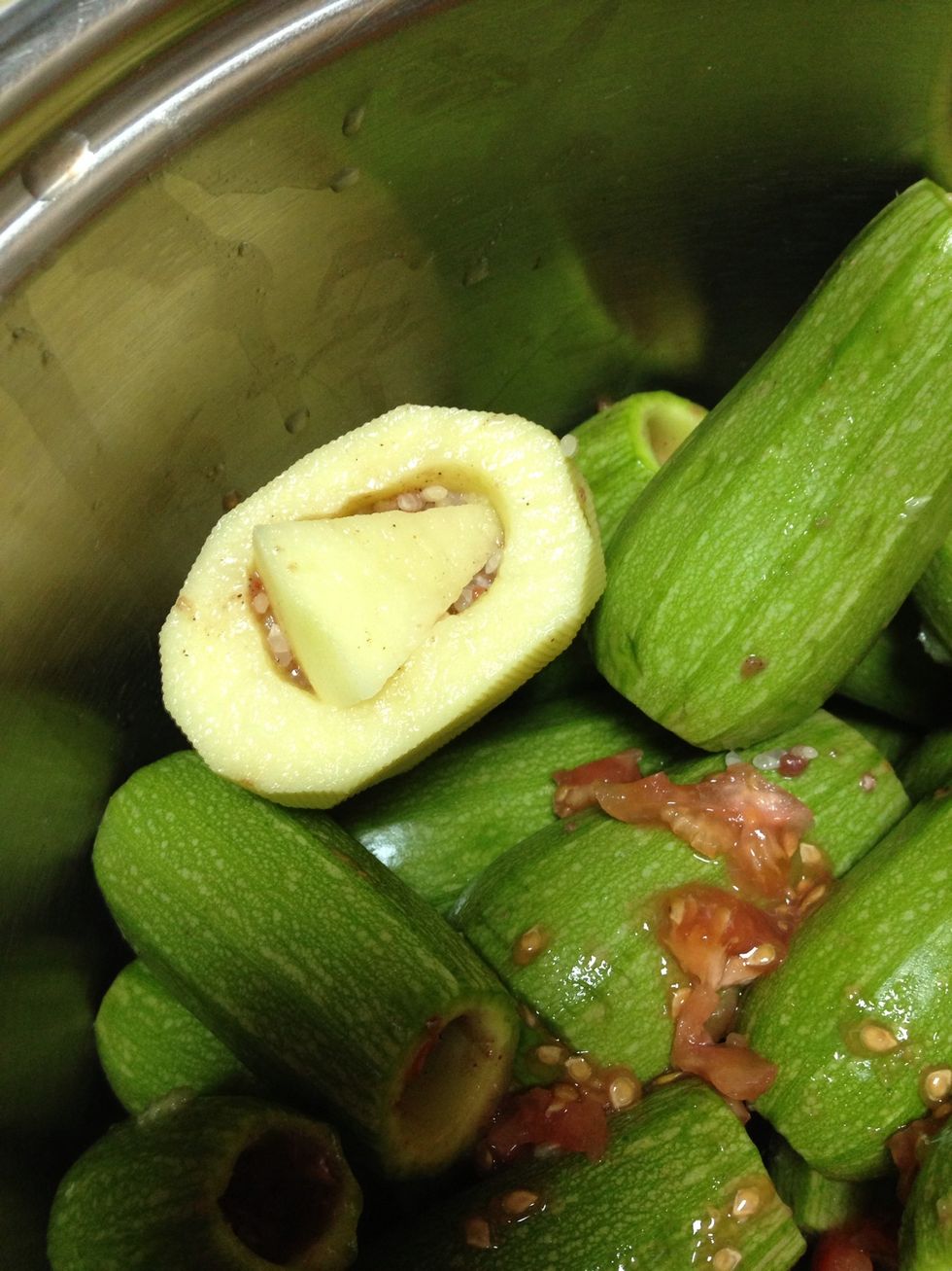 If a little stuffing remains  i core tomato or potato