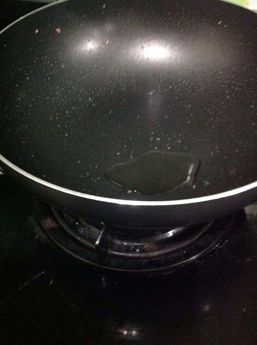 If a lot of fat rendered out of your beef, remove some of it. Anyway, add about 3 tbsps of olive oil to the same pan.