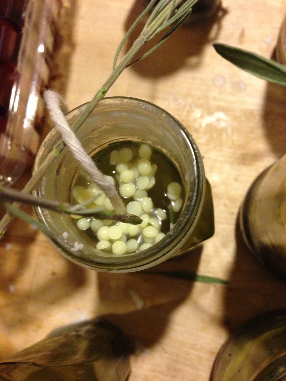 If beads stick, use herb stem to gently push down. Let sit and continue to cool.