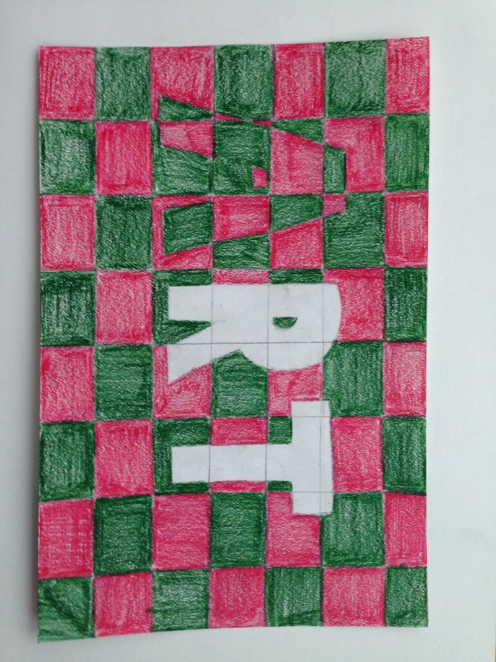 If Color B was used to color the background square, use Color A to color where that square is inside of the object.