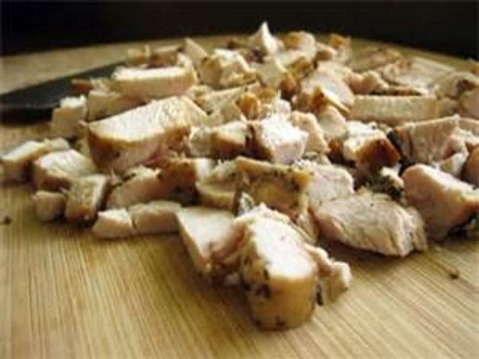 If desired, add diced chicken. You can cut it up smaller if you like