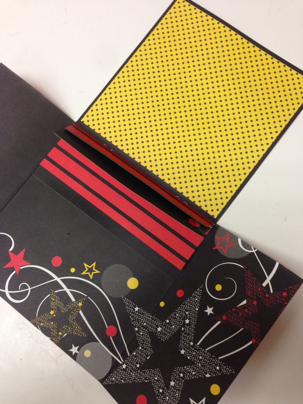 If desired, glue a 5-3/4 inch square piece of paper to the top cover to make it sturdier.