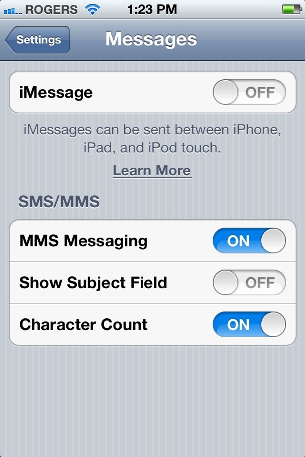 If iMessage is turned off then turn it on.