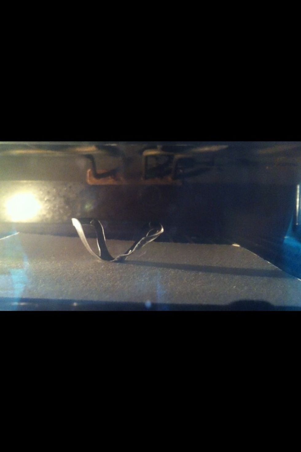 If it curls up, don't worry - it will flatten out again, just give it time. If it doesn't, use a skewer to un-fold it and put back in the oven.