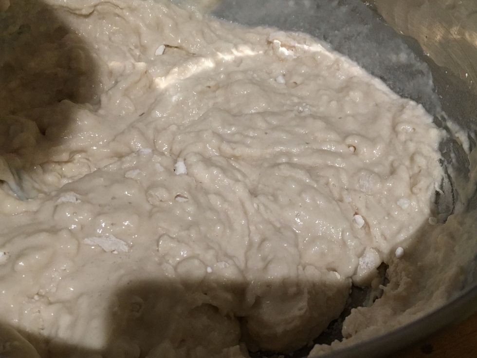 If it's goopy, pour a little more flour