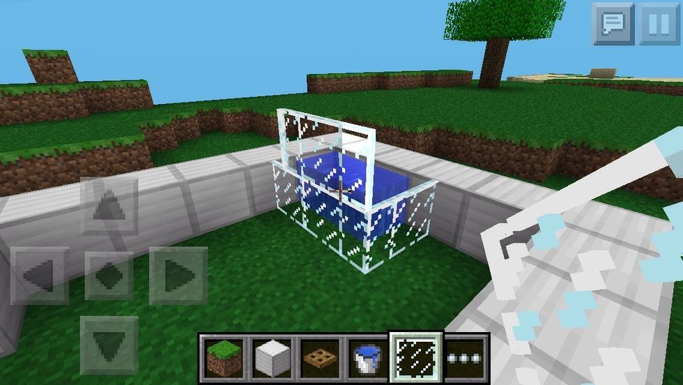 If its a shower put three more panes on the side as a curtain