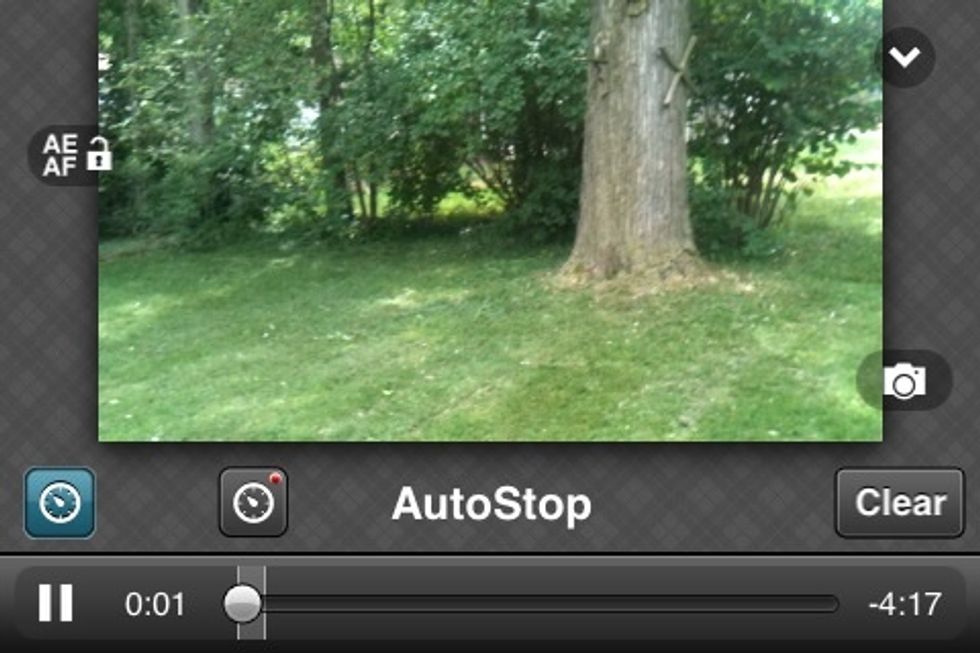If its right tap the clock icon again (note the red dot lets you know an AutoStop has been set). You're now ready to start shooting your first video clip.