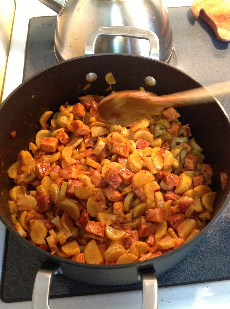 If pan is dry, add a tiny bit of water.