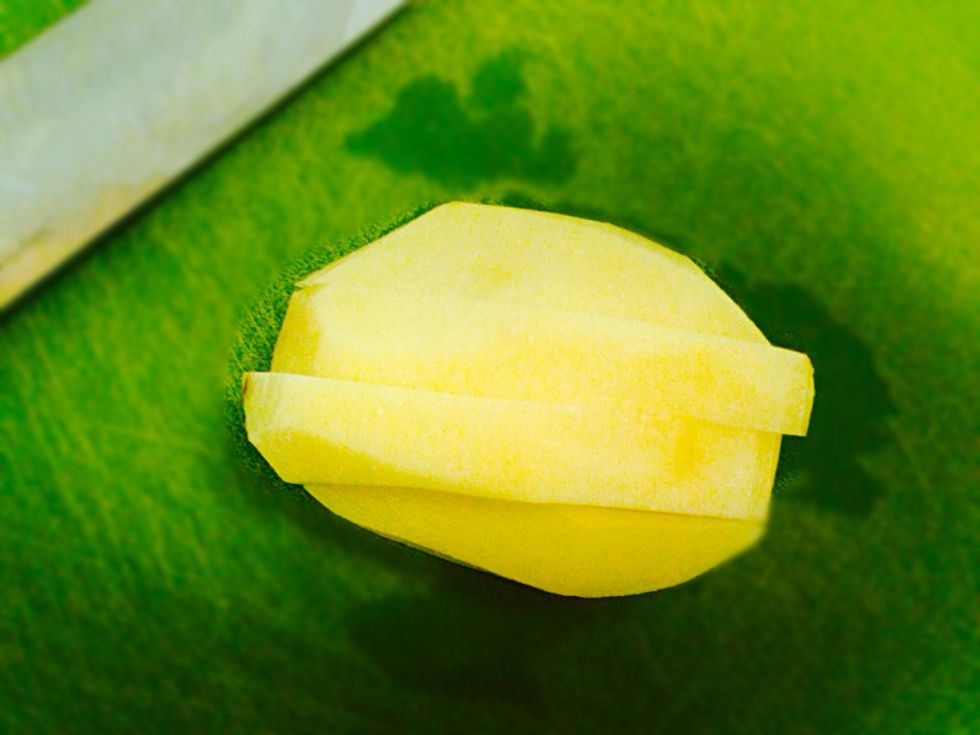 If potato is large cut it in into 4 slices then...