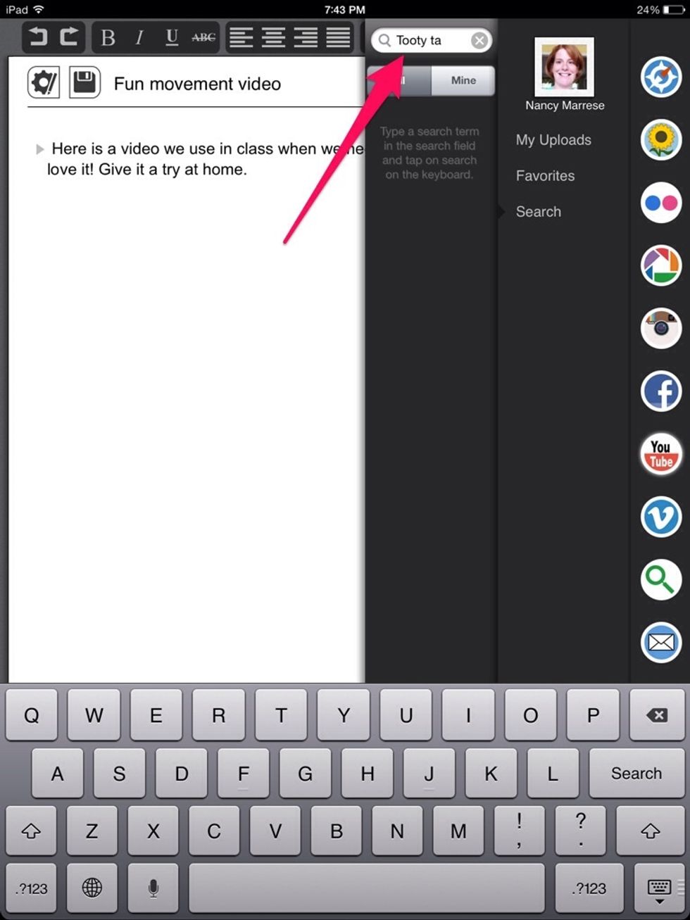 If searching, type here.