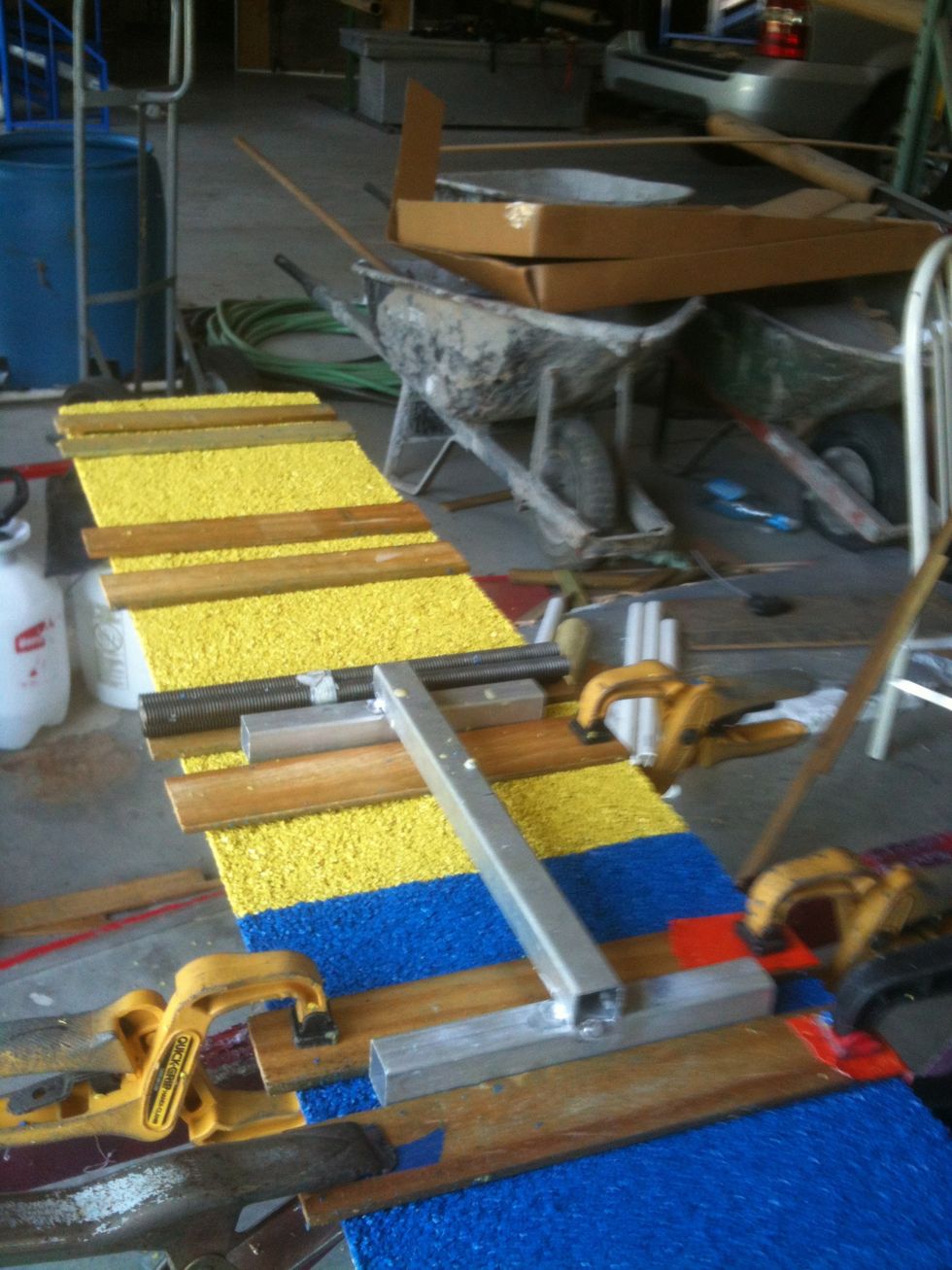 If slats are being added to the Dog Walk or A-frame, lay out the correct slat pattern for the appropriate sanctioning group.