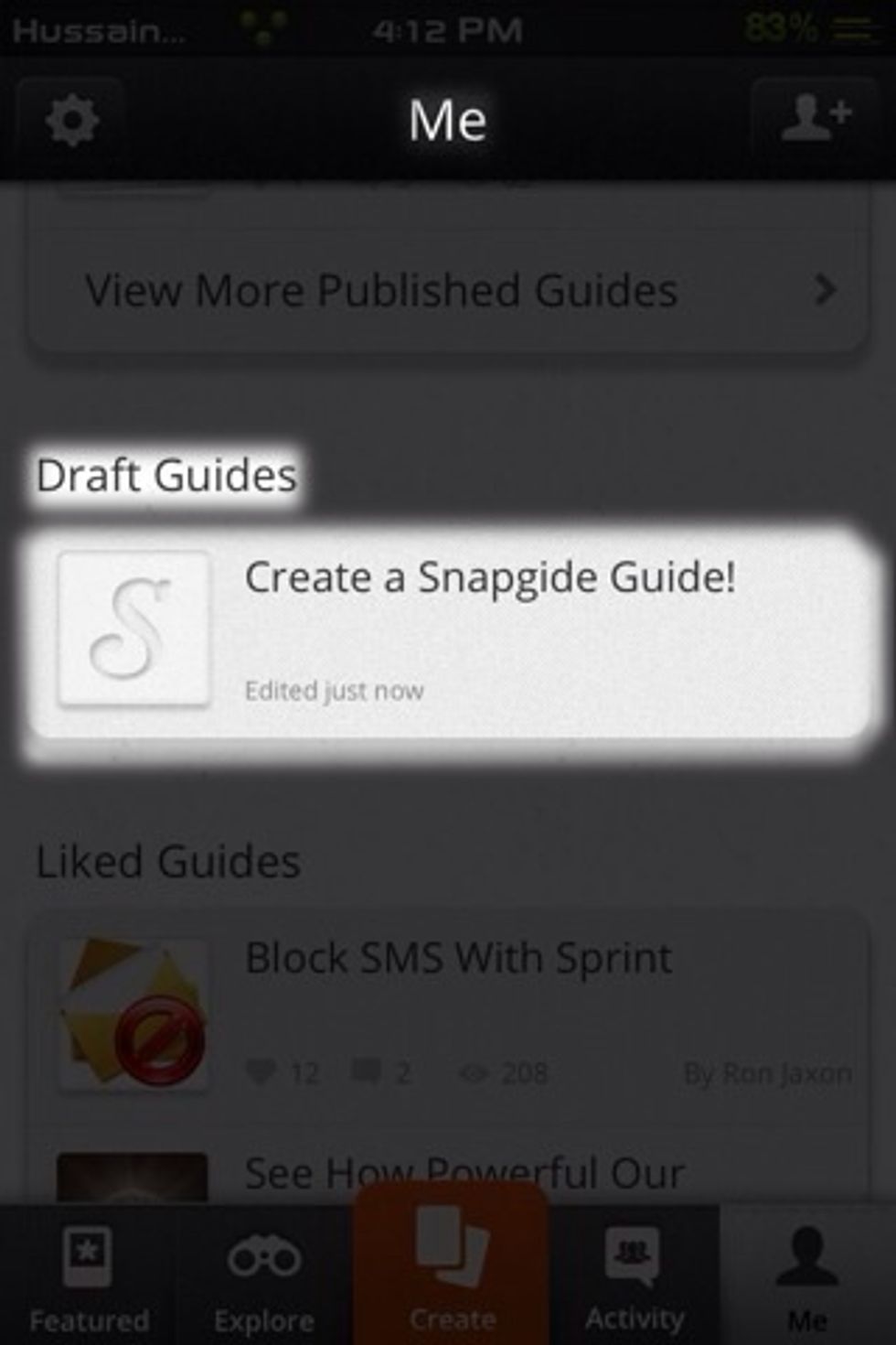 If the app crashes or you close it temporarily, dont worry, you can go to your profile and after the "Published" section you could see "Drafted", tap and continue making your guide!