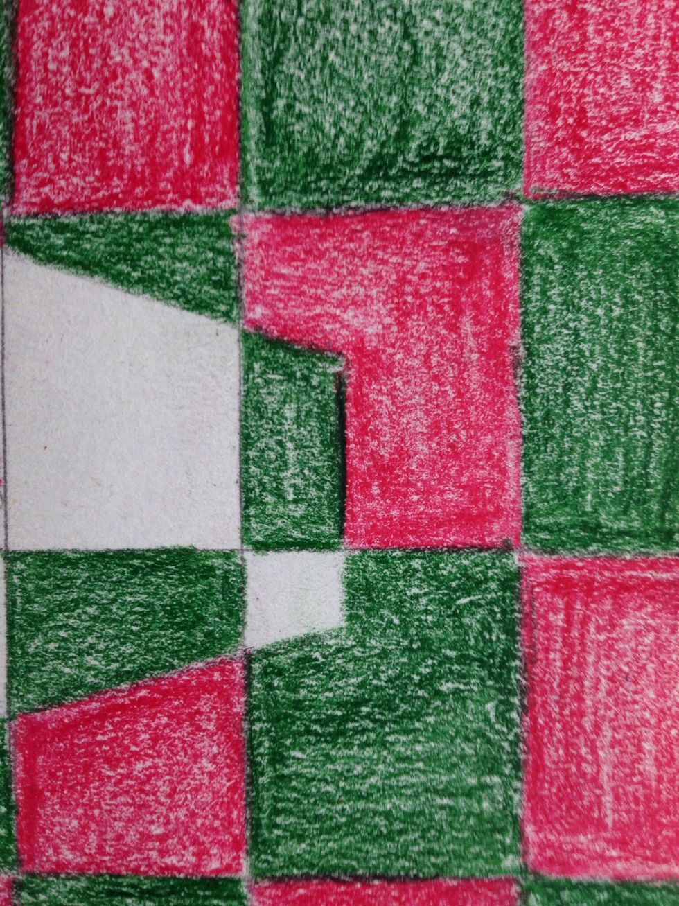 If the background color was Color A, use Color B to color where that square is inside of the object.