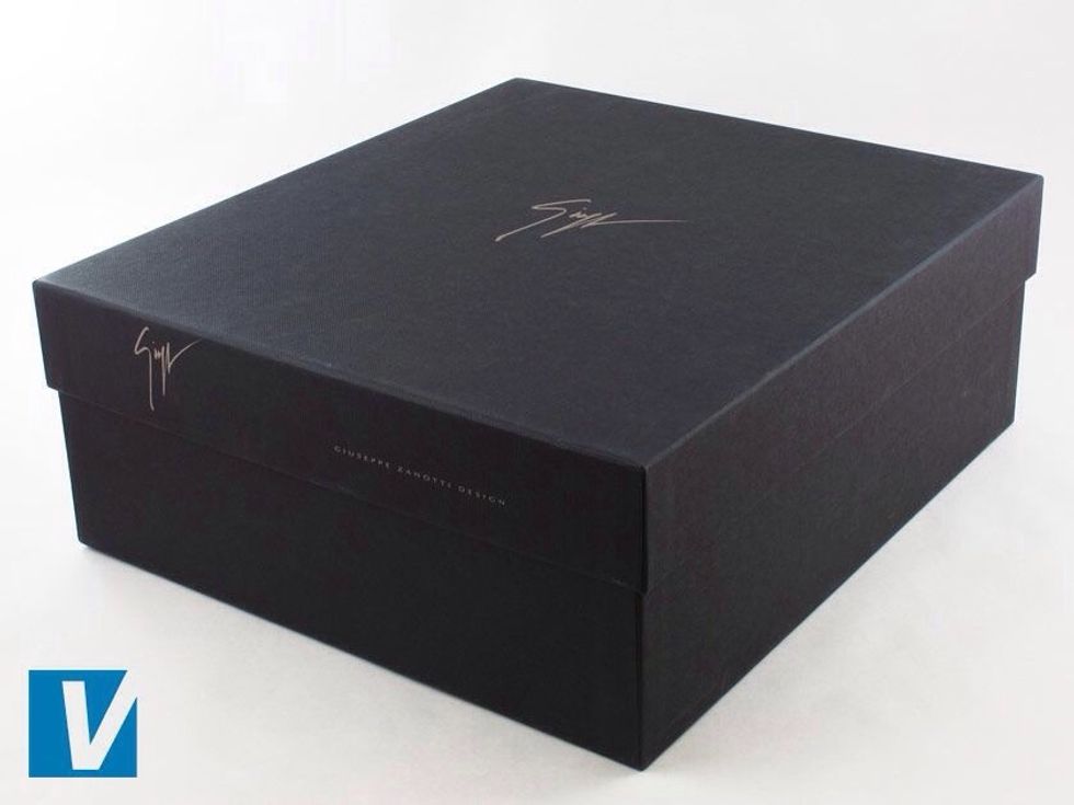 If the seller still has the original retail box for the Giuseppe Zanotti shoes check for print quality on the packaging. The box is usually balck with a silver signature logo.