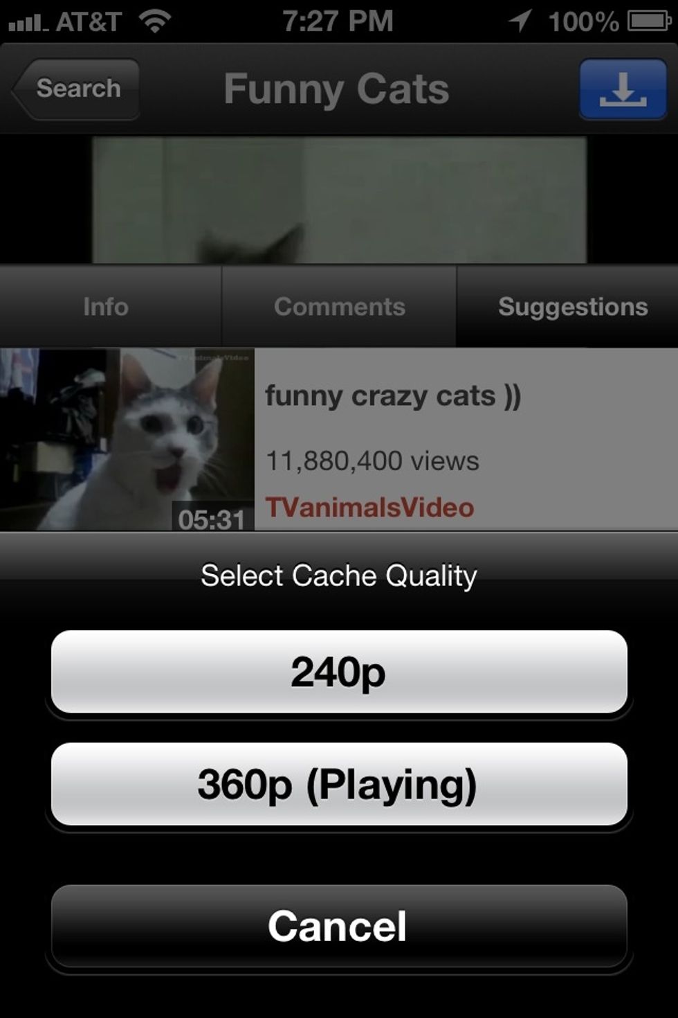 If the video is taking a long time to load. Tap the settings at the top right corner to adjust the video quality. A lower video quality will load much faster. On some videos you can increase it too.