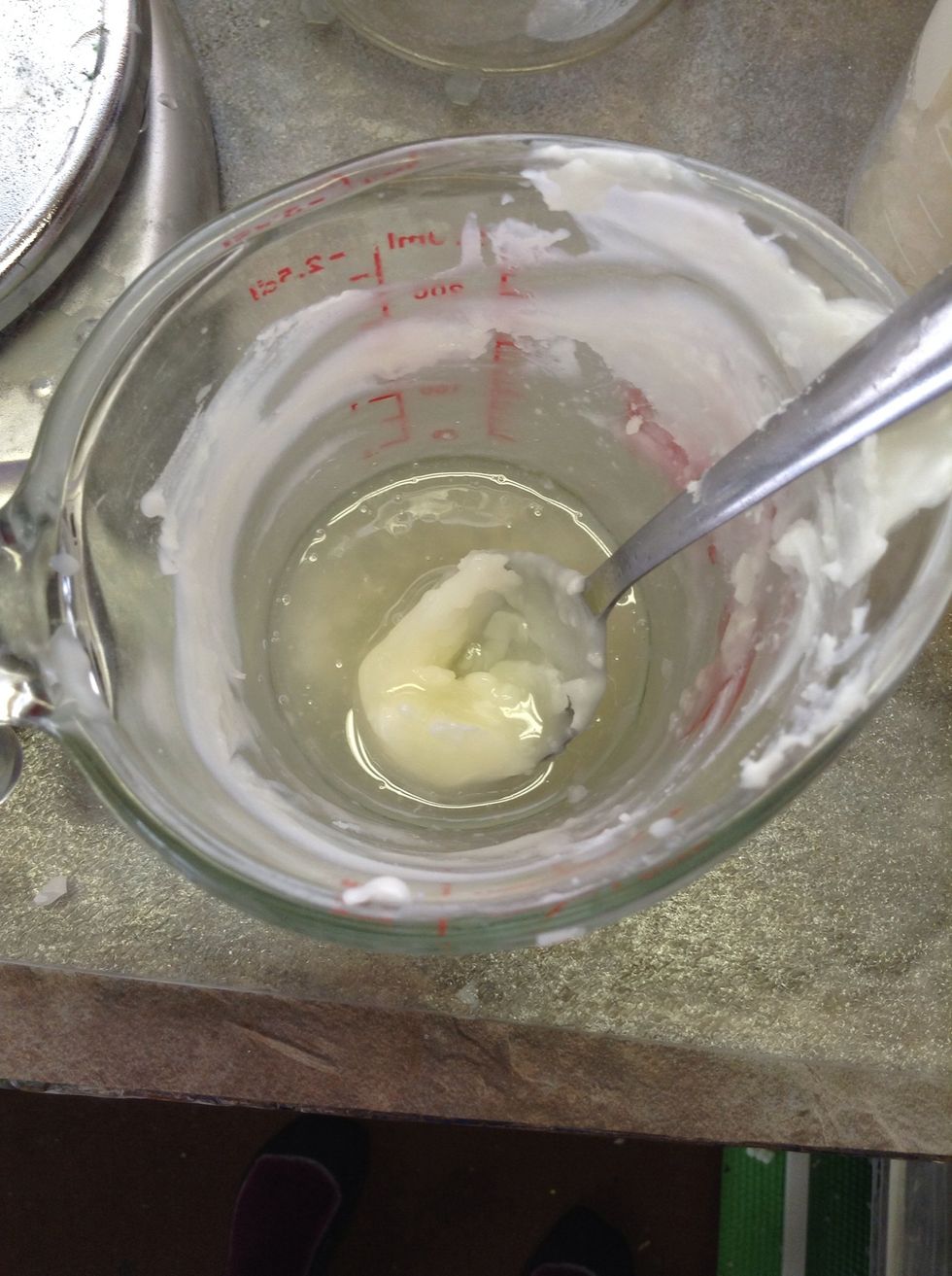 If the wax starts to harden, melt again until just liquid and pour into the mold. Don't melt it too much - fragrance oils are volatile, and it'll disappear as the temperature increases!