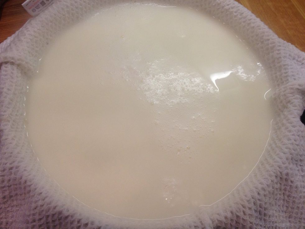 If they don't separate add a little more lemon juice and keep stirring. Once they have pour into a cheese cloth or muslin and drain. You can gather up the cloth and squeeze the liquid though