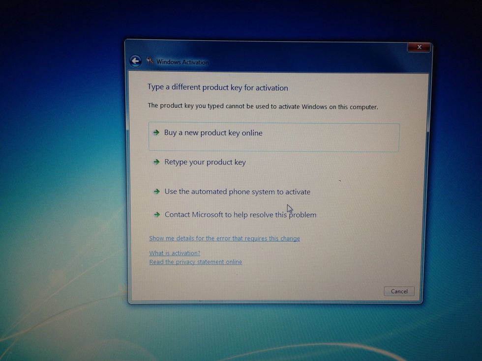 If this step doesn't happen to you, golden! This step insures that you only use the copy of windows with one computer. It was mad that I am reinstalling windows.