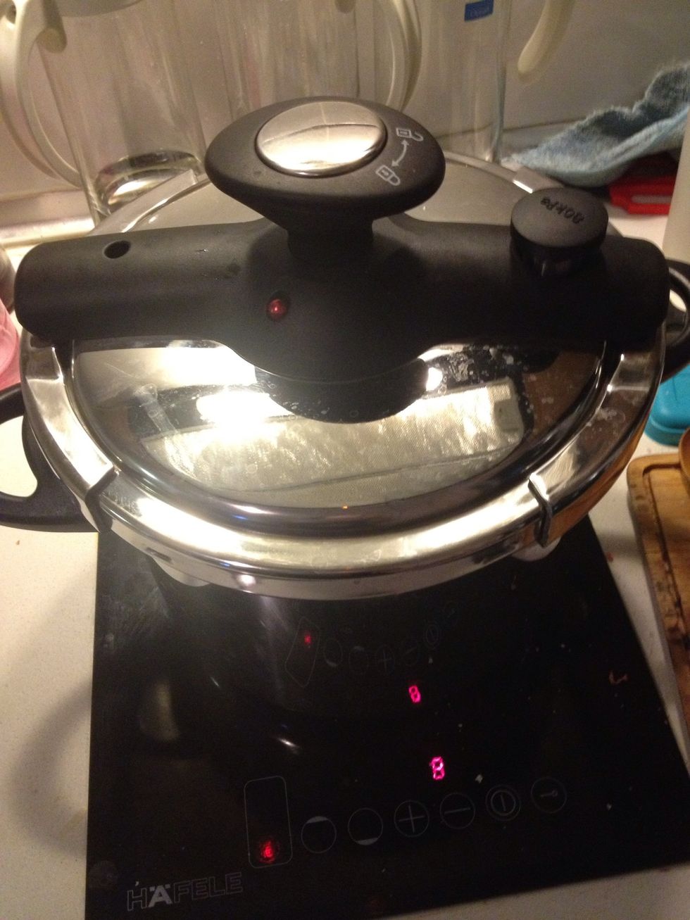 If u have pressure cooker put the lid on and simmer. It will be done pretty soon. If u don't simmer it for at least 15 mins. I like simmering it on low heat overnight for soft meat.