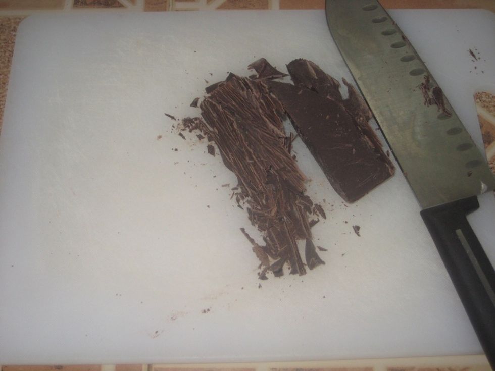 If u r using a chocolate block like I was, chop it up into small bits. It's much more convenient if using chocolate kisses/chips