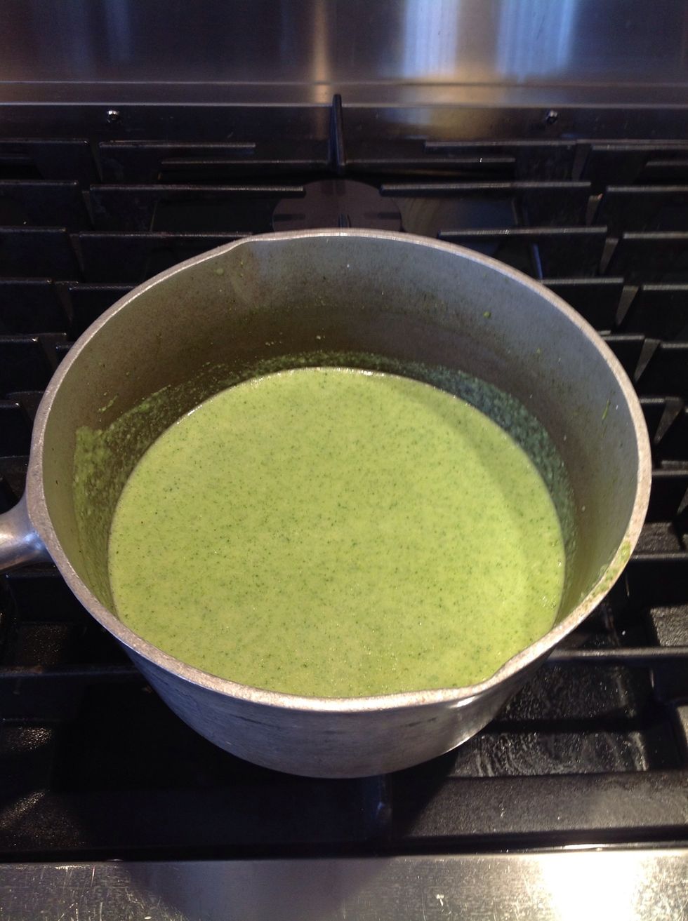 If using a standing blender do it in 2-3 batches so it doesn't run over and burn you OR make a mess.