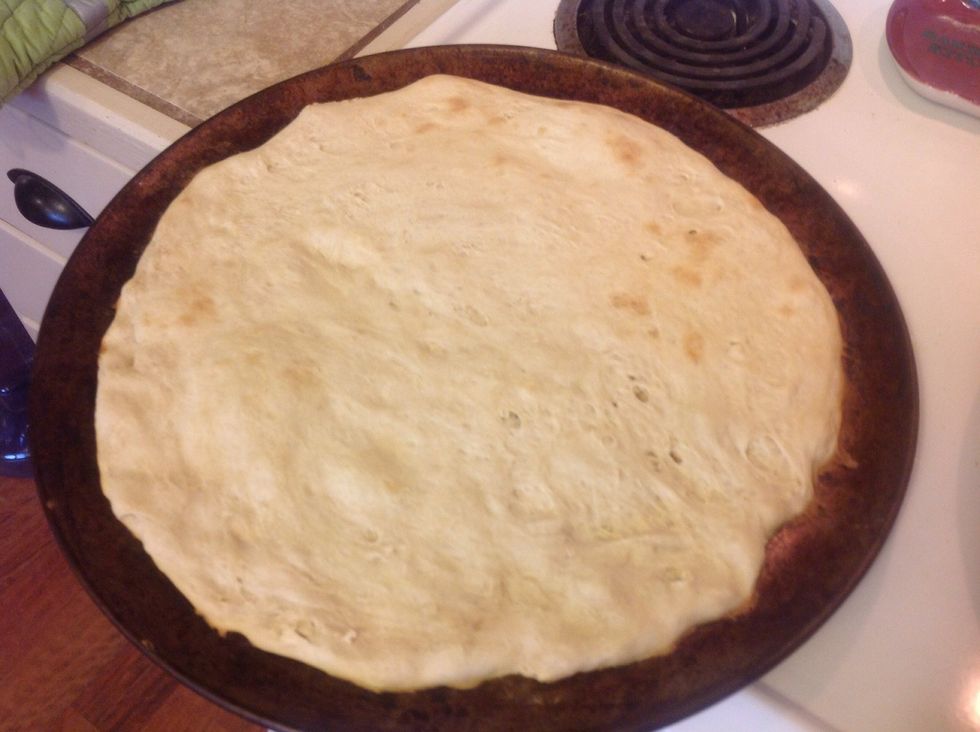 If using dough, press it onto pizza pan and bake for 10 minutes or until lightly brown. Ready-made crusts do not need to be pre-baked before adding sauce and toppings.
