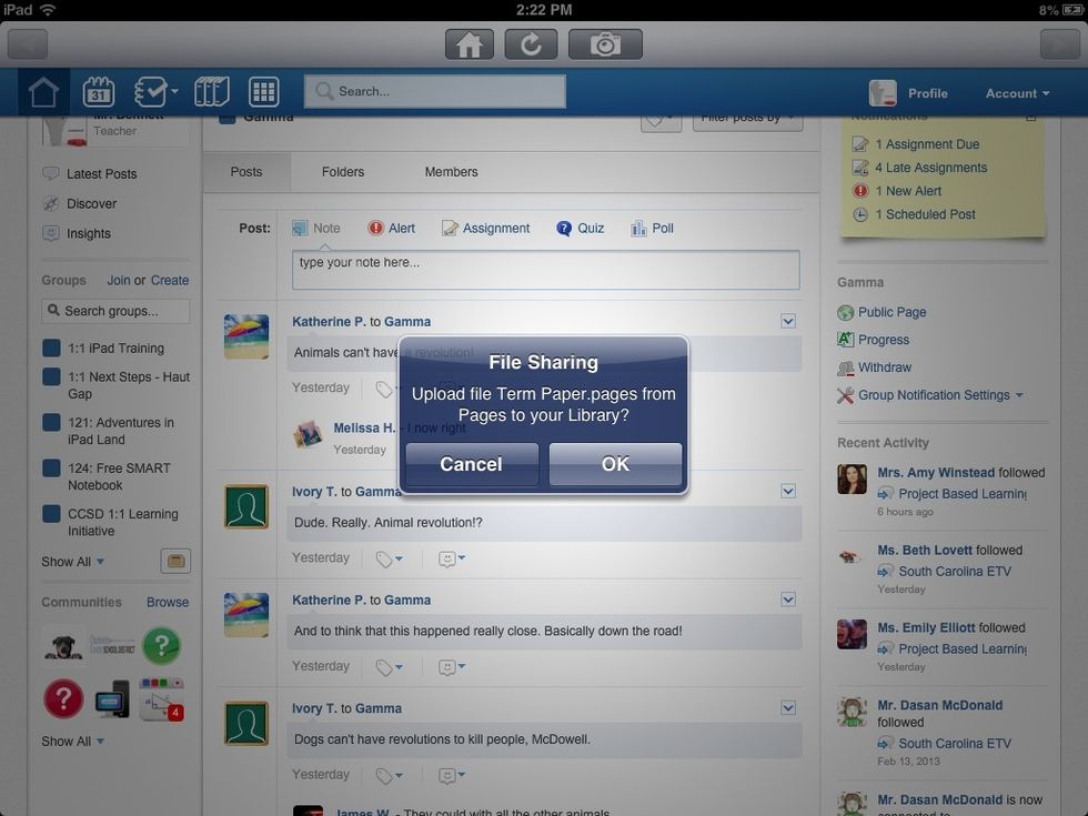 If you are logged into Edmodo, this is what you see! Tap OK.