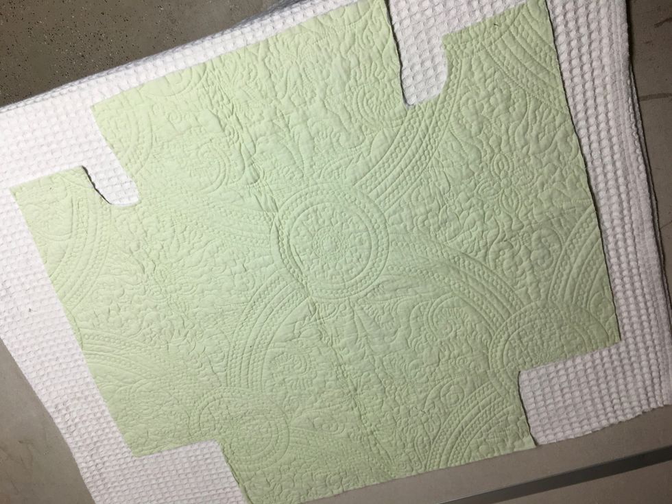 If you are making your slips reversible as I did, use the new top slip as a pattern for the contrasting side of your slips. Lay new top on the contrasting side with wrong sides together and cut.