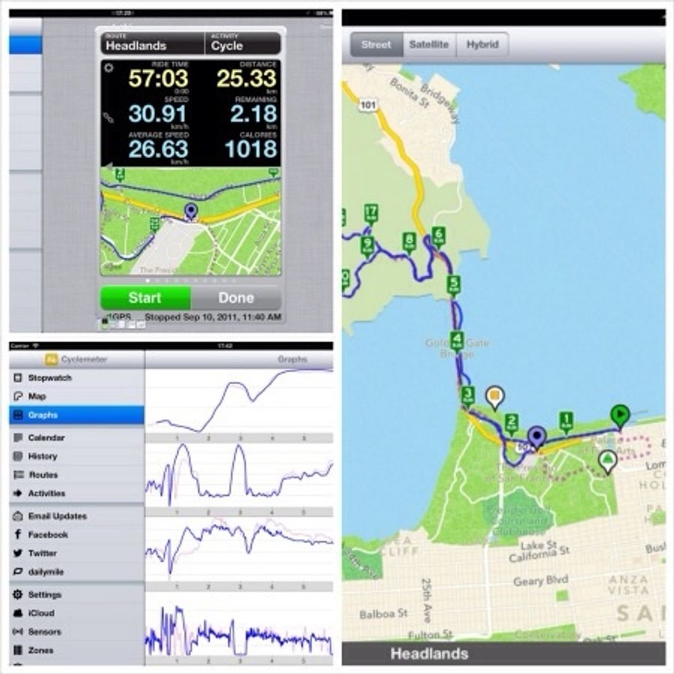 If you are on a 3G edition of the iPad then you can use Cyclemeter to track your rides. Hit record, pop your iPad in your backpack and get all the stats on your ride you could possibly need.