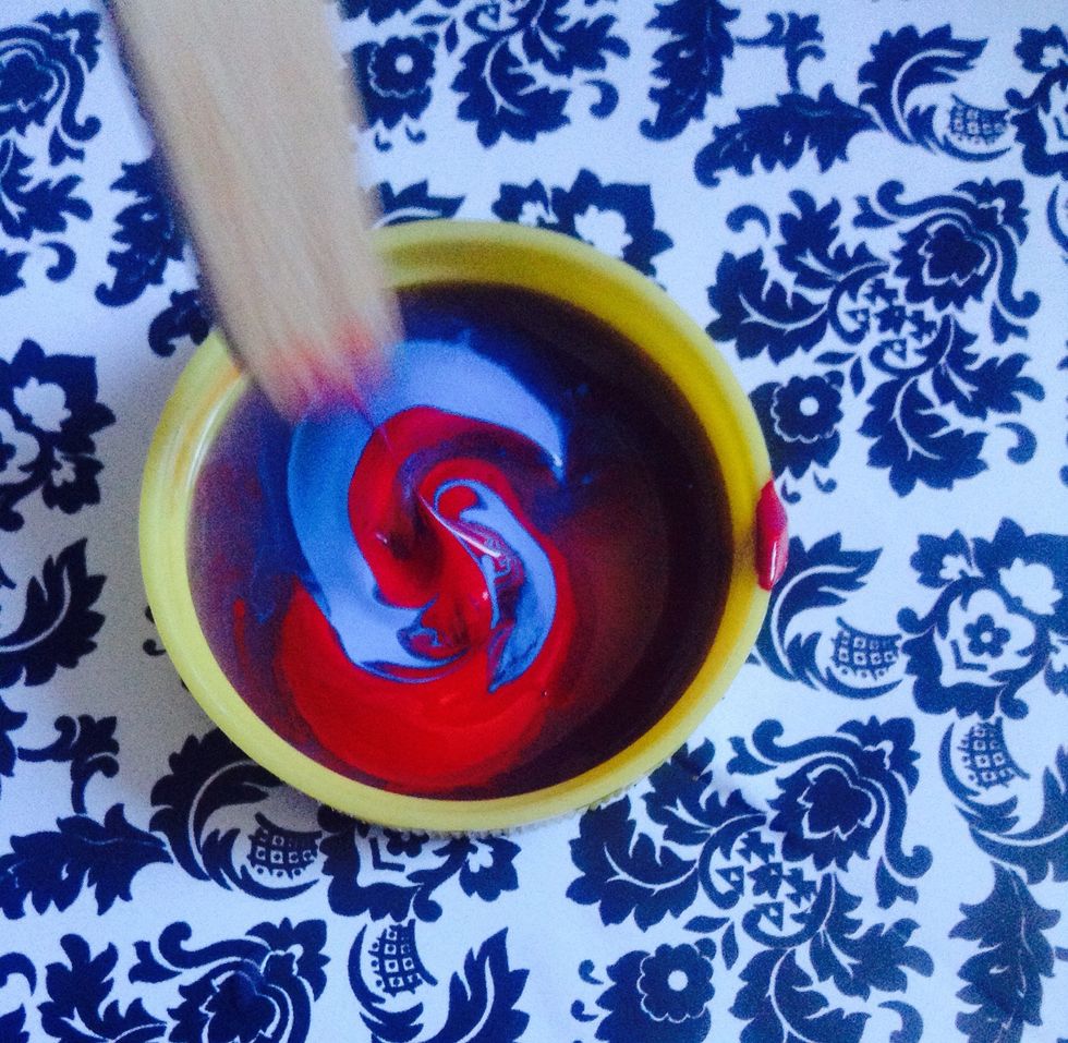 If you are using paiting color red & blue, you can mix it to make color purpple, but is opcional. \ud83d\udc9c