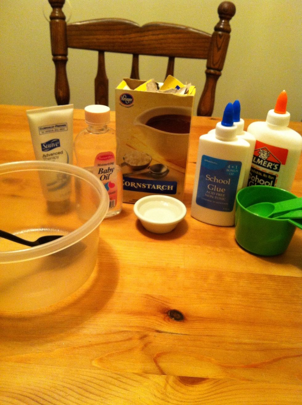 If you aren't prepared to do some serious cleaning, use disposable bowls and stirring utensils. You can use veg oil instead of baby oil but it will go bad a little faster.