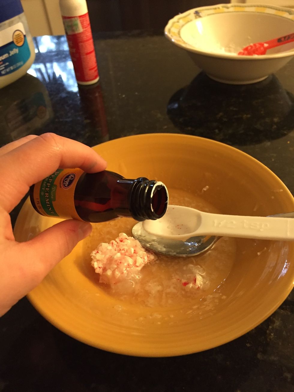 If you aren't smelling mint or whatever you candy cane is flavored as, them get the oil that's a similar sent and add in 1/2 a teaspoon