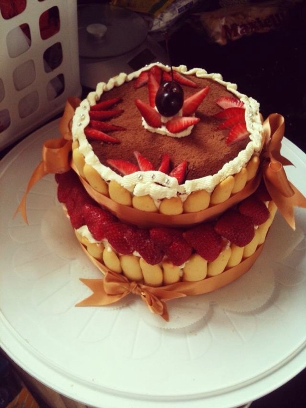 If You can make great Tiramisu, try use strawberry and silk ribbon. ( I don't need to say " don't eat the silk ribbon" right? ) :p