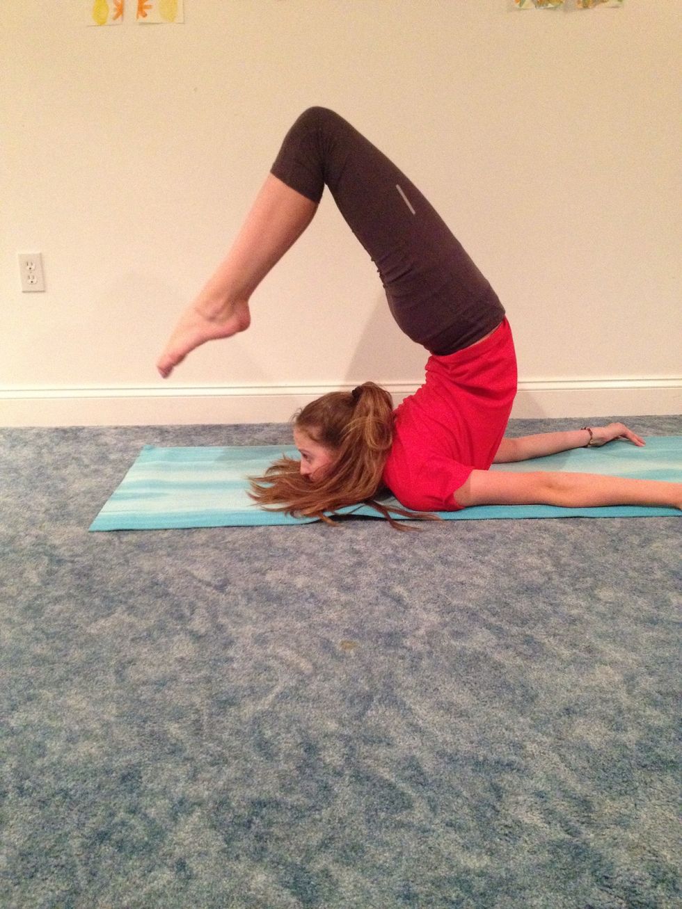 If you can propel yourself easily, try bending your legs to try and touch your head. Remember to keep your knees together. Good Luck!!