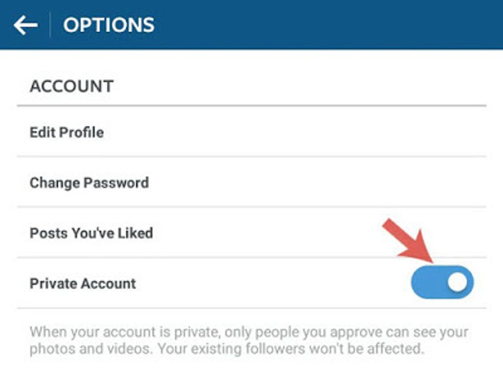 If you click on options it will give you the option to make your account private so that only people that you let can see your posts
