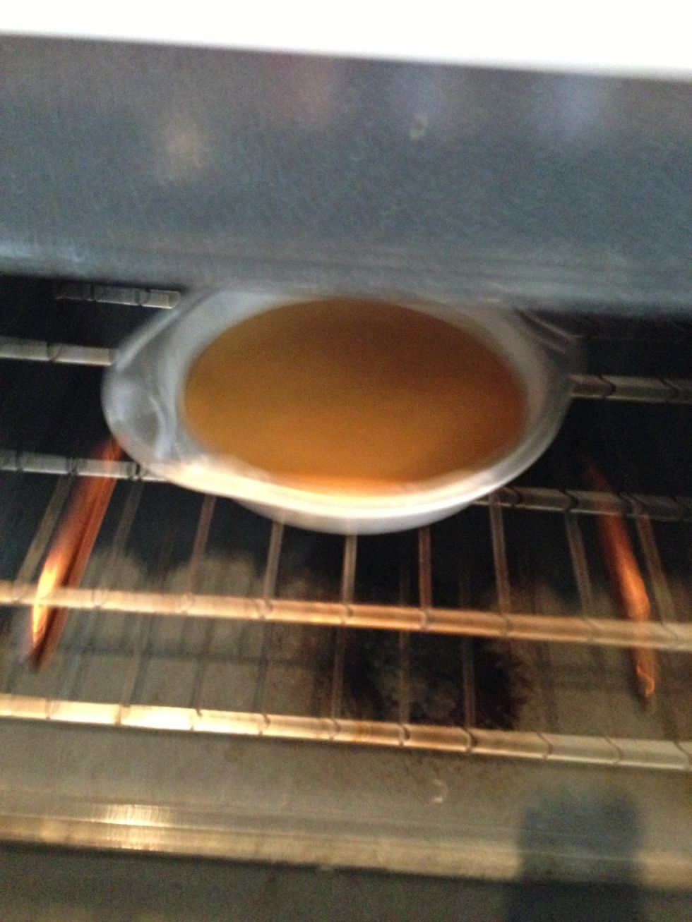 If you could not add all three cake pans on an even surface on your middle rack of your oven, cook your last cake at 325 degrees, for 25 Minutes.