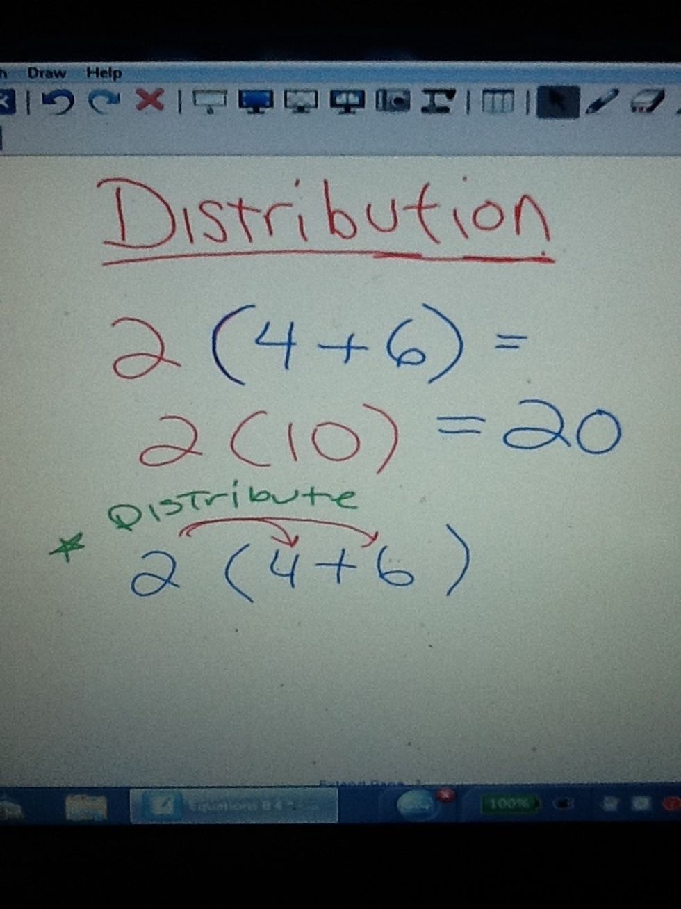 If you "distribute" the candy you need to make sure EVERYONE gets a piece. "Distribution" means to distribute the 2 by multiplying times EVERY number in the parentheses.