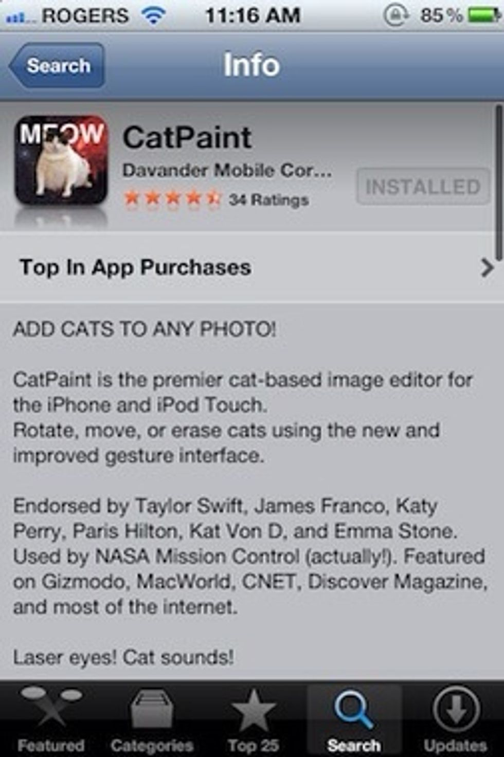 If you don't already have CatPaint, go to the App Store and download it now. It's only a buck. Don't be fooled by pale imitators.   Note the big-name endorsements for CatPaint. It really is essential.