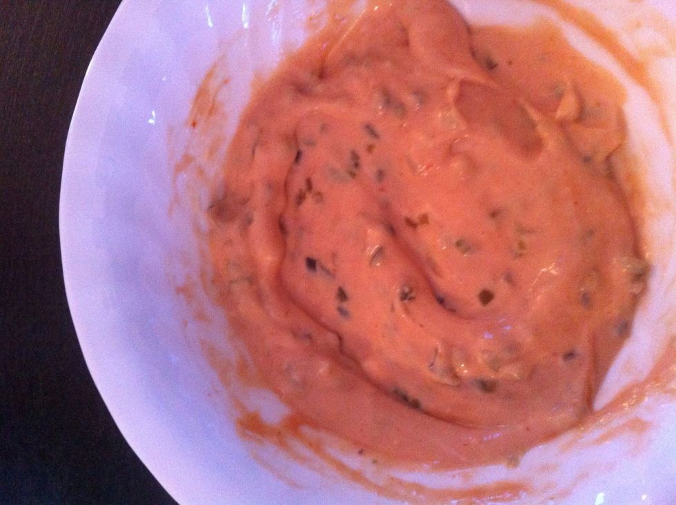 If you don't have 1000 island salad dressing make my version of homemade.( In supplies bar).