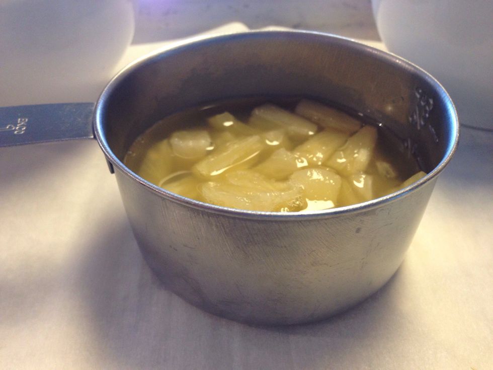 If you don't have a fruit cup, open a can of fruit and measure out 1/2 cup of fruit with the juice. Just remember the more juice, the wetter the cobbler.