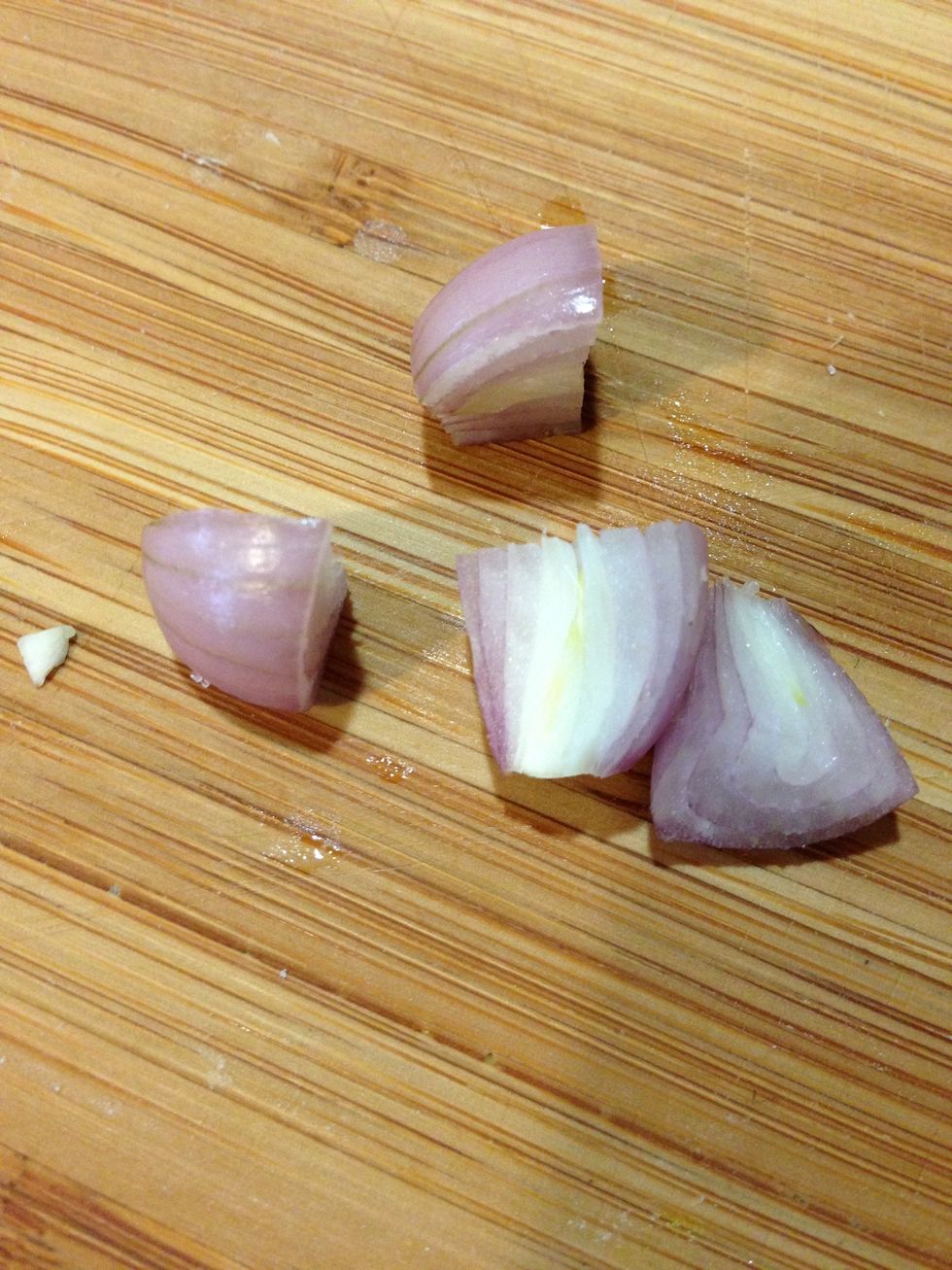 If you don't have a slap chop then just merely cut your shallots in quarters.