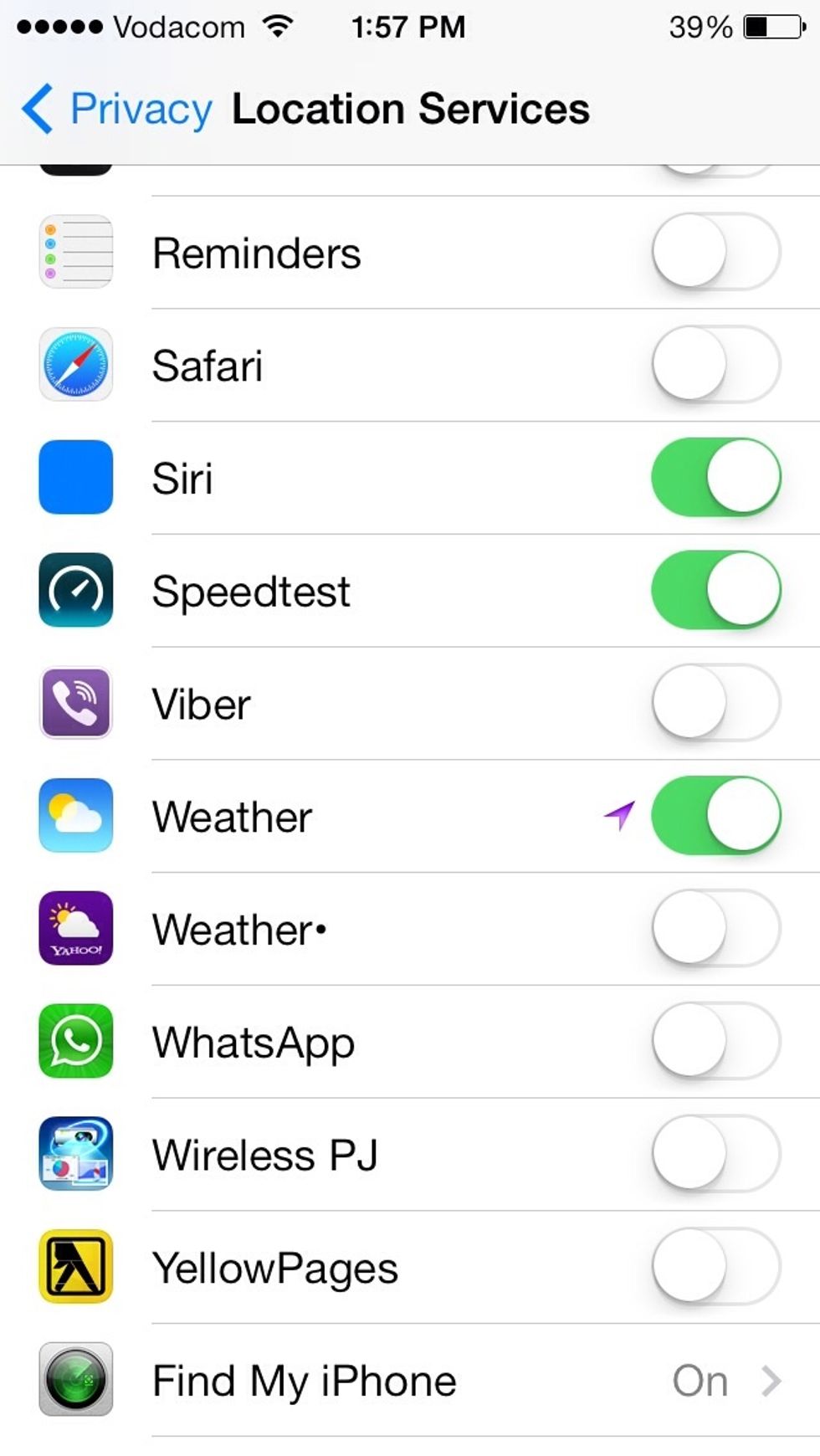 If you don't want to turn location service off completely scroll down and turn on location services for important app only