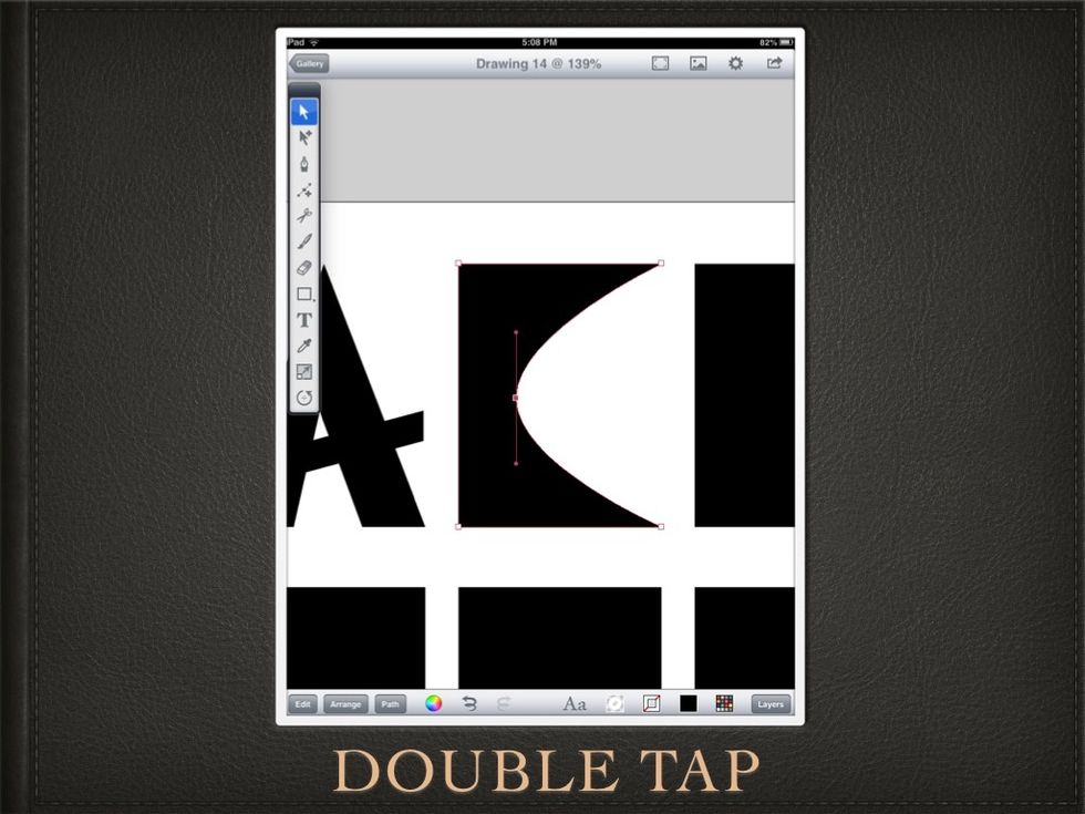 If you DOUBLE TAP an anchor point, it makes a CURVE at that point. The point then gets TWO HANDLES. These handles are used to manipulate the curvature of the curve.
