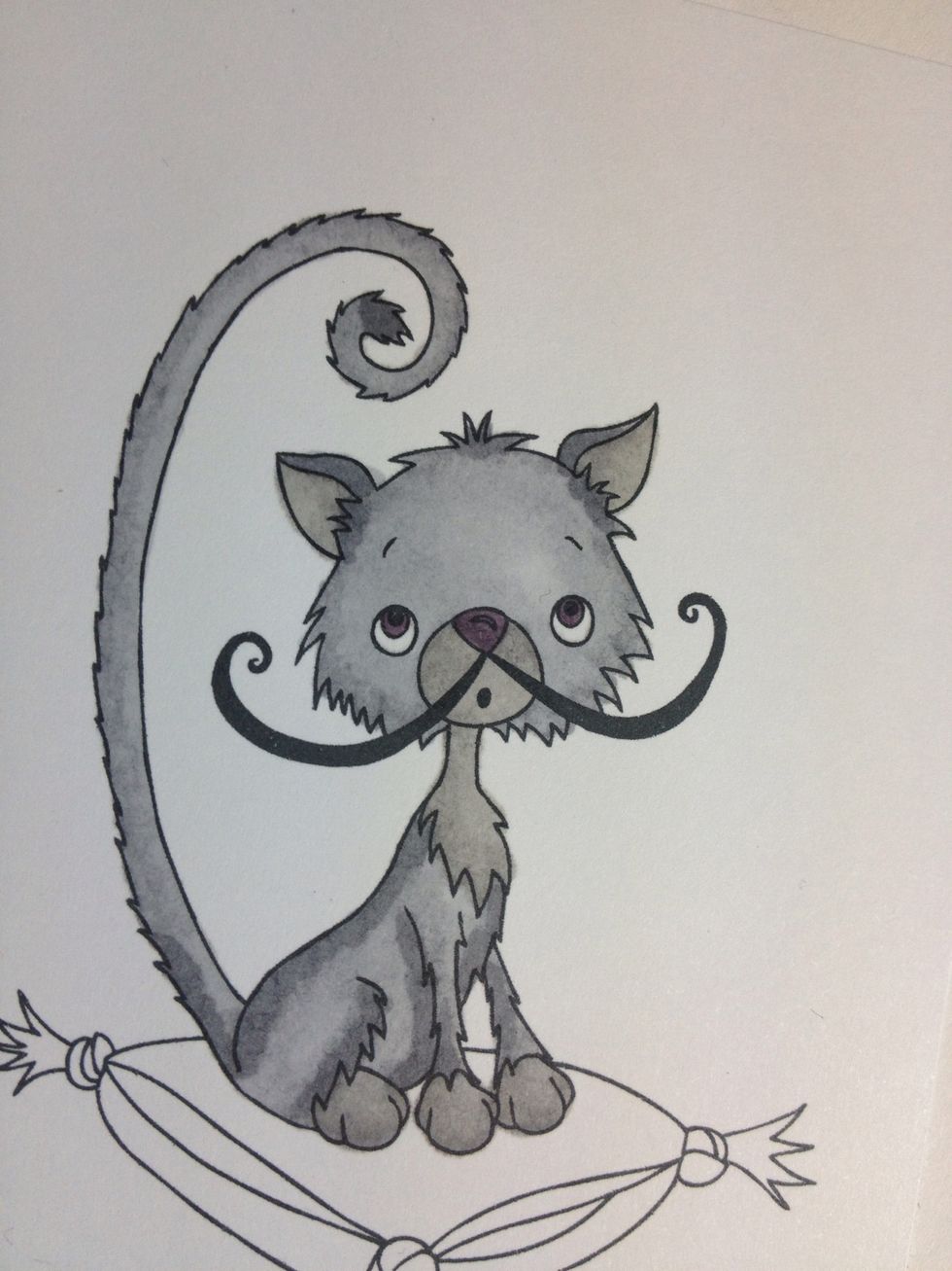 If you feel you've lost some of the definition when going over with the lighter grey, take your darkest grey again and just touch up those sections