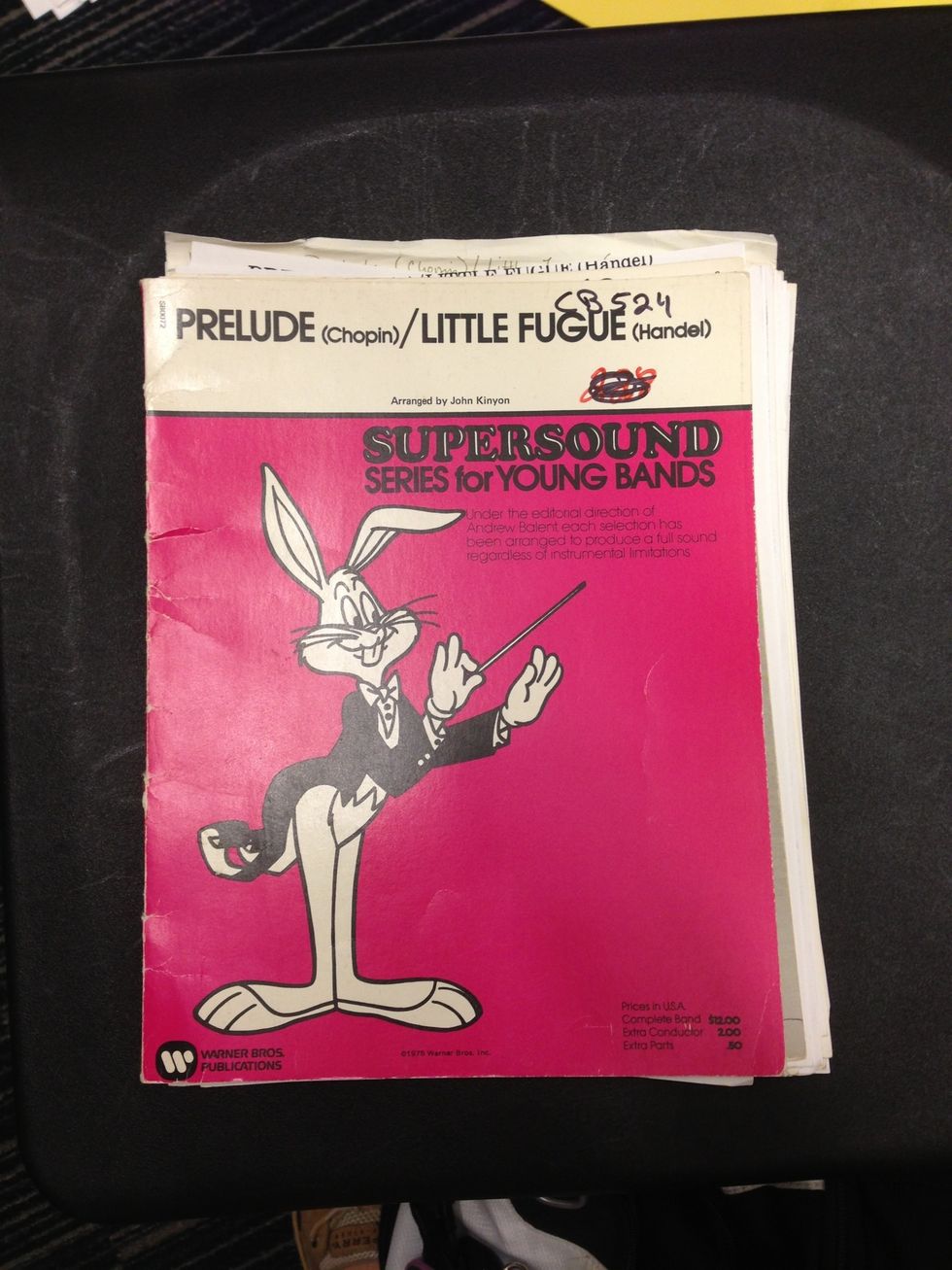 If you find a bad piece of music (Bugs Bunny or Warner Bros.; a piece the band would probably never play) remove it from the music library and color the number in the Google Doc accordingly.