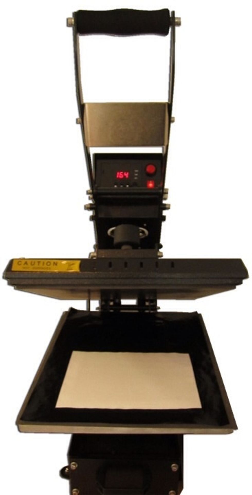 If you followed the previous step, flip the mousepad over so that the back of the transfer paper now faces you.. A protective sheet beneath the mousepad will help keep your heat press clean.